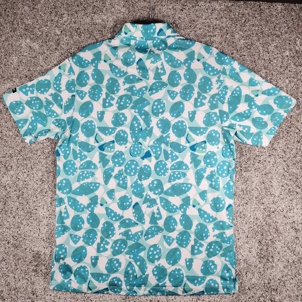Bad Birdie Golf Polo Mens Large Teal Abstract Performance Stretch Excellent - Picture 5 of 10